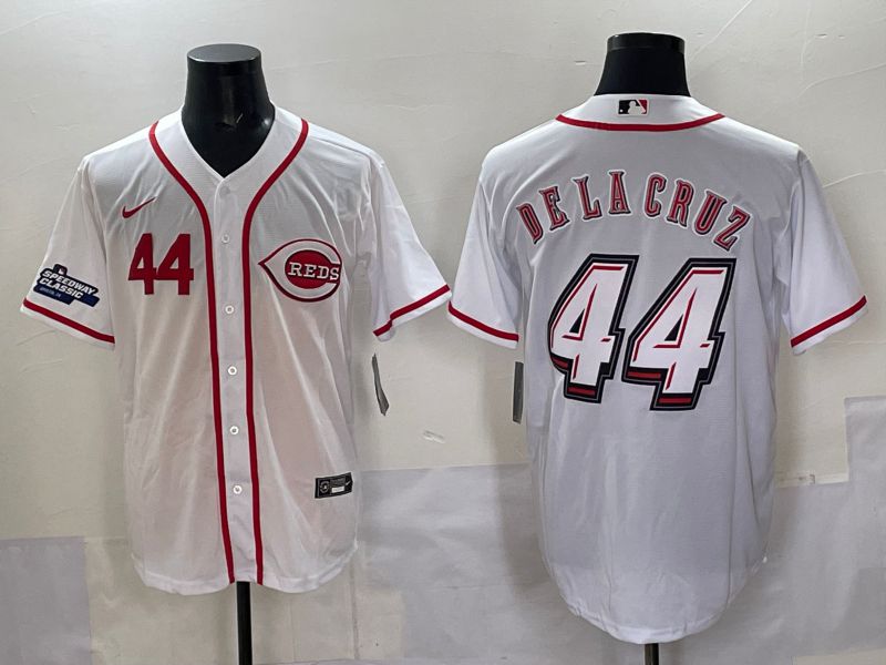 Men 2025 Cincinnati Reds #44 Delacruz White Joint Name Nike MLB Jersey style 03